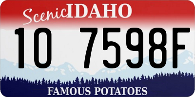 ID license plate 1O7598F