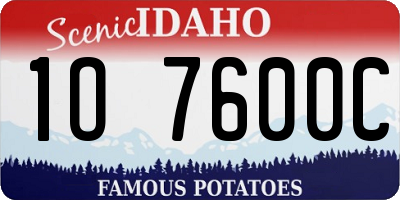 ID license plate 1O7600C