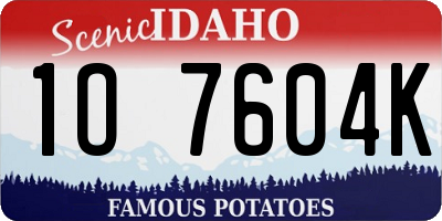 ID license plate 1O7604K