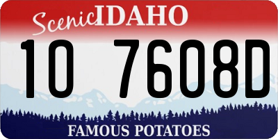 ID license plate 1O7608D