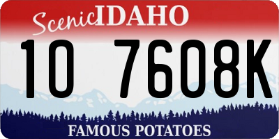 ID license plate 1O7608K
