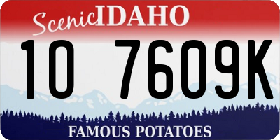 ID license plate 1O7609K