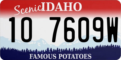 ID license plate 1O7609W