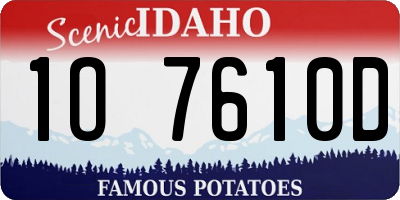 ID license plate 1O7610D