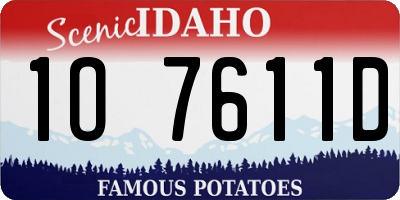 ID license plate 1O7611D