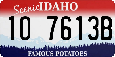 ID license plate 1O7613B