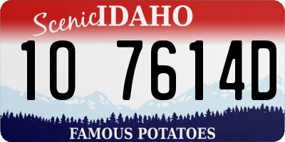 ID license plate 1O7614D