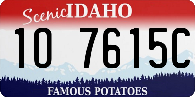 ID license plate 1O7615C