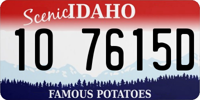 ID license plate 1O7615D