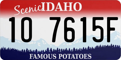 ID license plate 1O7615F