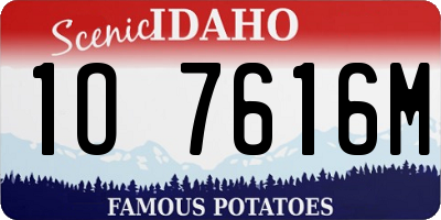 ID license plate 1O7616M