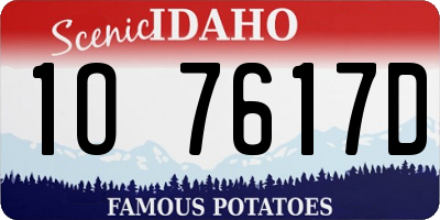 ID license plate 1O7617D