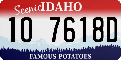 ID license plate 1O7618D