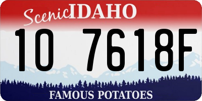 ID license plate 1O7618F