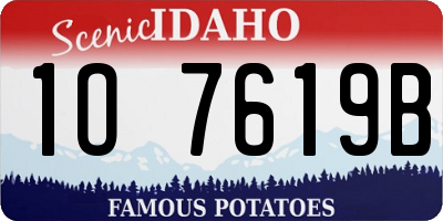 ID license plate 1O7619B