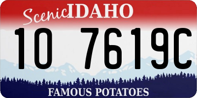 ID license plate 1O7619C