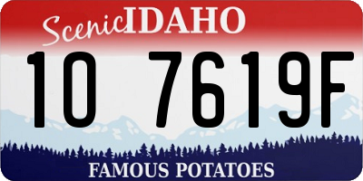 ID license plate 1O7619F