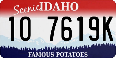 ID license plate 1O7619K