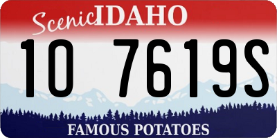 ID license plate 1O7619S