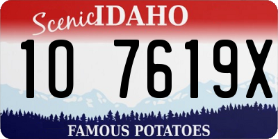 ID license plate 1O7619X