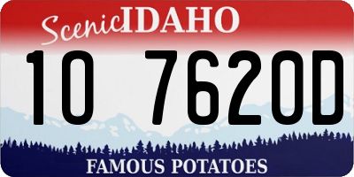 ID license plate 1O7620D