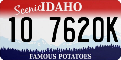 ID license plate 1O7620K