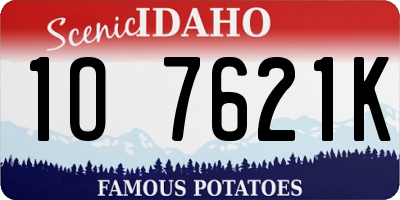 ID license plate 1O7621K