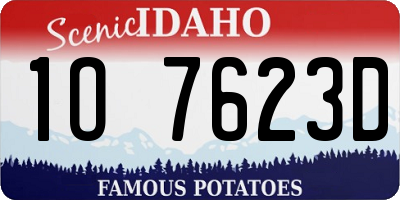 ID license plate 1O7623D