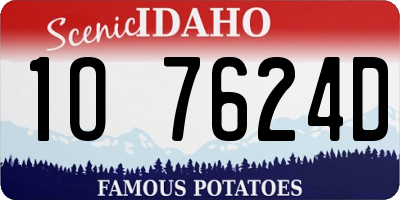 ID license plate 1O7624D
