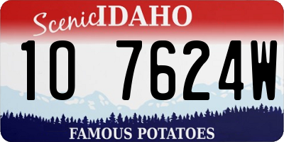 ID license plate 1O7624W