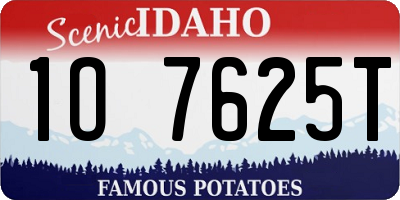 ID license plate 1O7625T