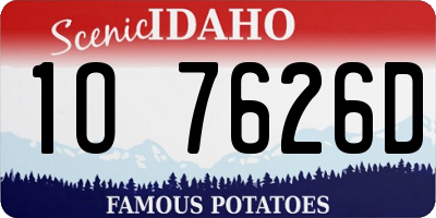 ID license plate 1O7626D