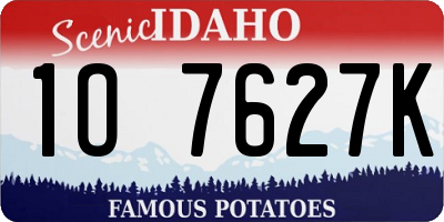 ID license plate 1O7627K