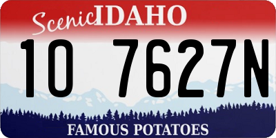 ID license plate 1O7627N
