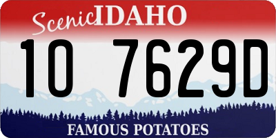 ID license plate 1O7629D