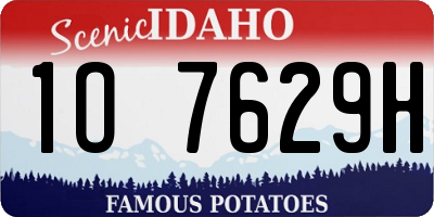 ID license plate 1O7629H