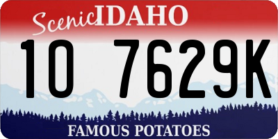 ID license plate 1O7629K