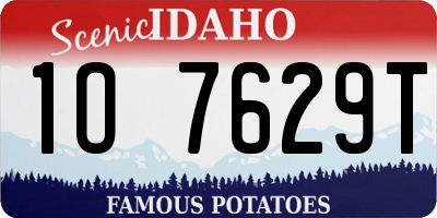 ID license plate 1O7629T