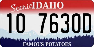 ID license plate 1O7630D