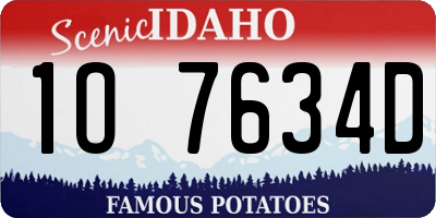 ID license plate 1O7634D