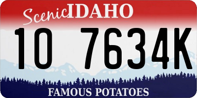 ID license plate 1O7634K