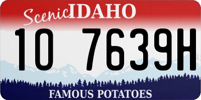 ID license plate 1O7639H