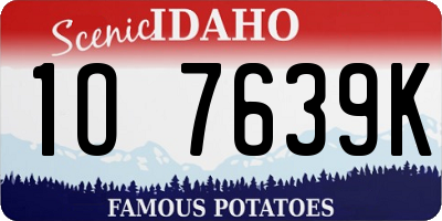 ID license plate 1O7639K