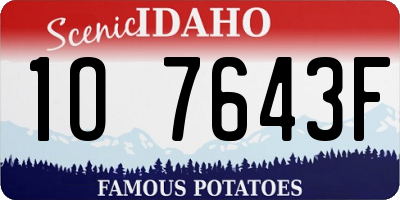 ID license plate 1O7643F