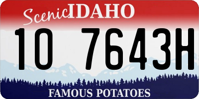 ID license plate 1O7643H