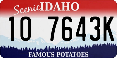 ID license plate 1O7643K