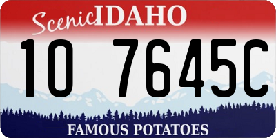 ID license plate 1O7645C