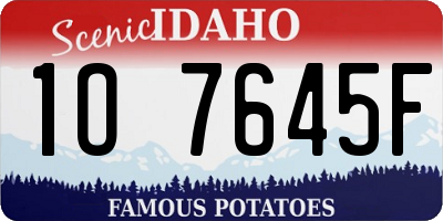 ID license plate 1O7645F