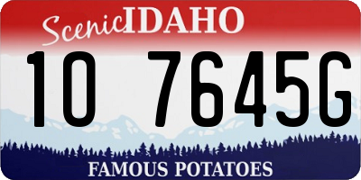 ID license plate 1O7645G