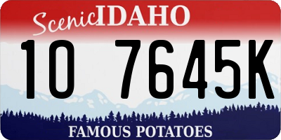 ID license plate 1O7645K